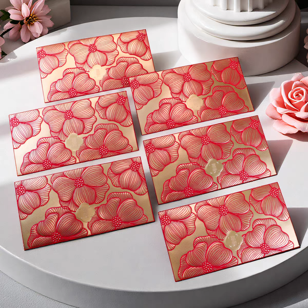 Pack of 18pcs Embossed Gold Foil Red Envelopes for New Year | Wedding | Lucky Money Gift Packet