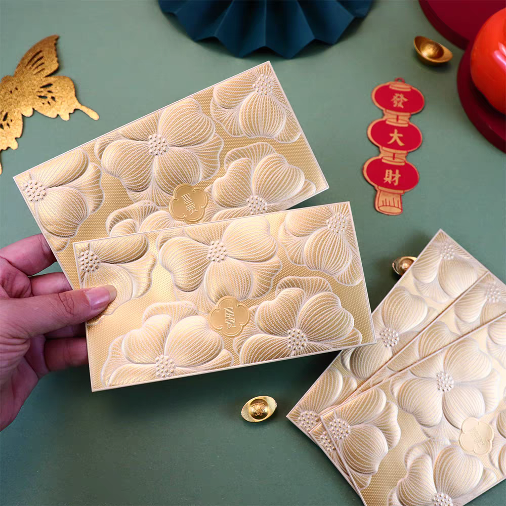 Pack of 18pcs Embossed Gold Foil Red Envelopes for New Year | Wedding | Lucky Money Gift Packet