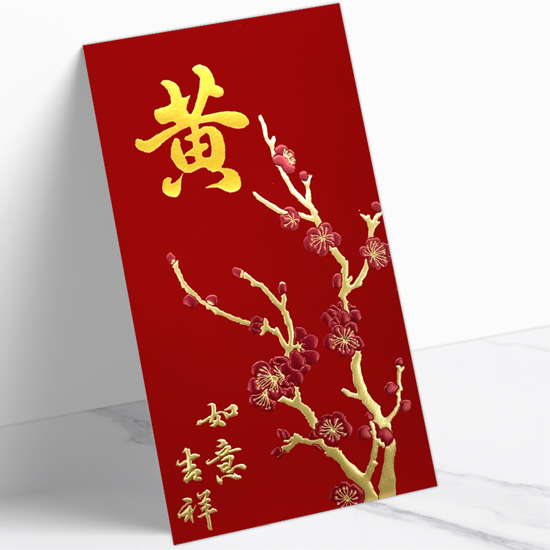 Pack of 100pcs Custom High-end Classic Hong Kong Surname Red Envelope Lucky Money Gift Packet for Chinese New Year | Wedding Party