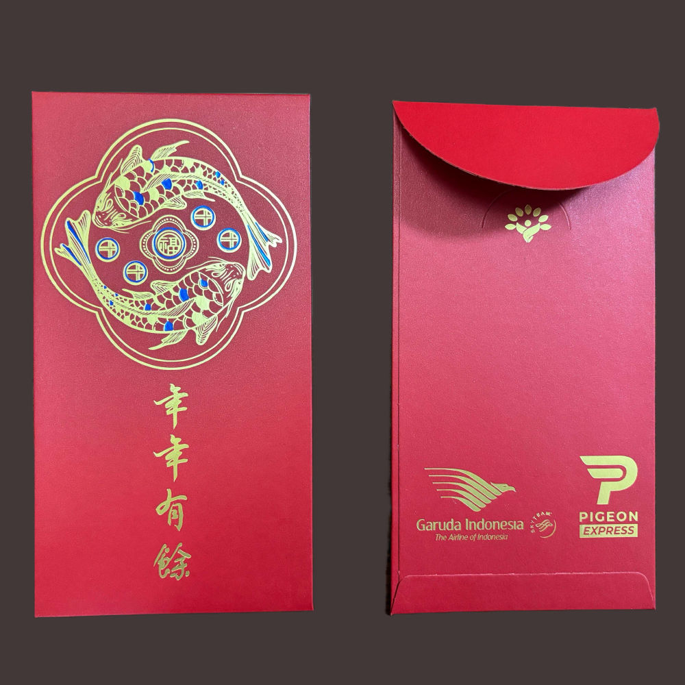 Custom 300pcs for Business Red Envelopes with Double Gold Foiled Lucky Money Personalized Gift Packet