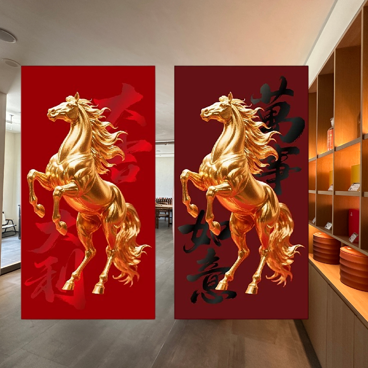 Pack of 12pcs Embossed Gold Foiled High-end Red Envelope Lucky Money Gifts Packet Chinese New Year of the Horse can be Custom