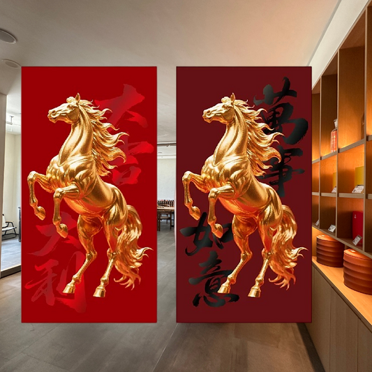 Pack of 12pcs Embossed Gold Foiled High-end Red Envelope Lucky Money Gifts Packet Chinese New Year of the Horse can be Custom