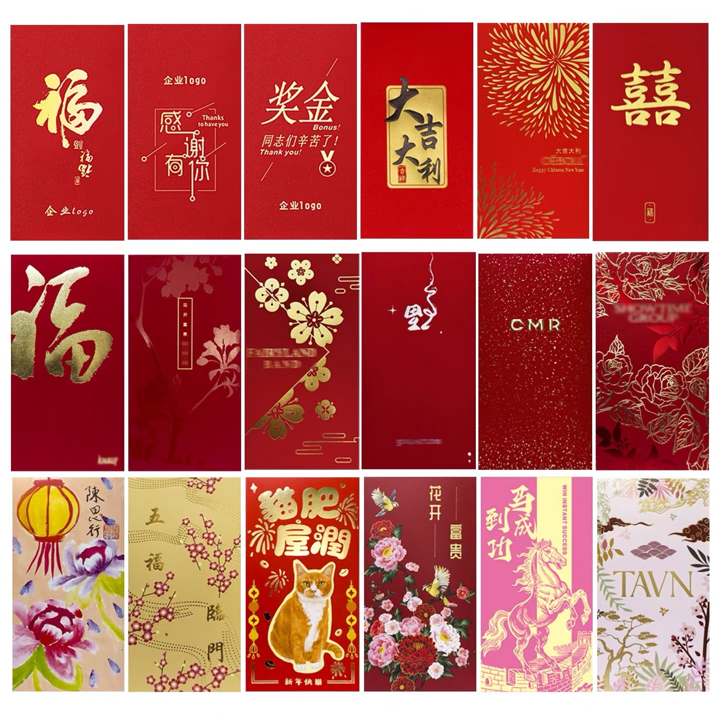 Wholesale with Free Design Luxe Gold Foil Red Envelope Lucky Money Personalized Gift Packet