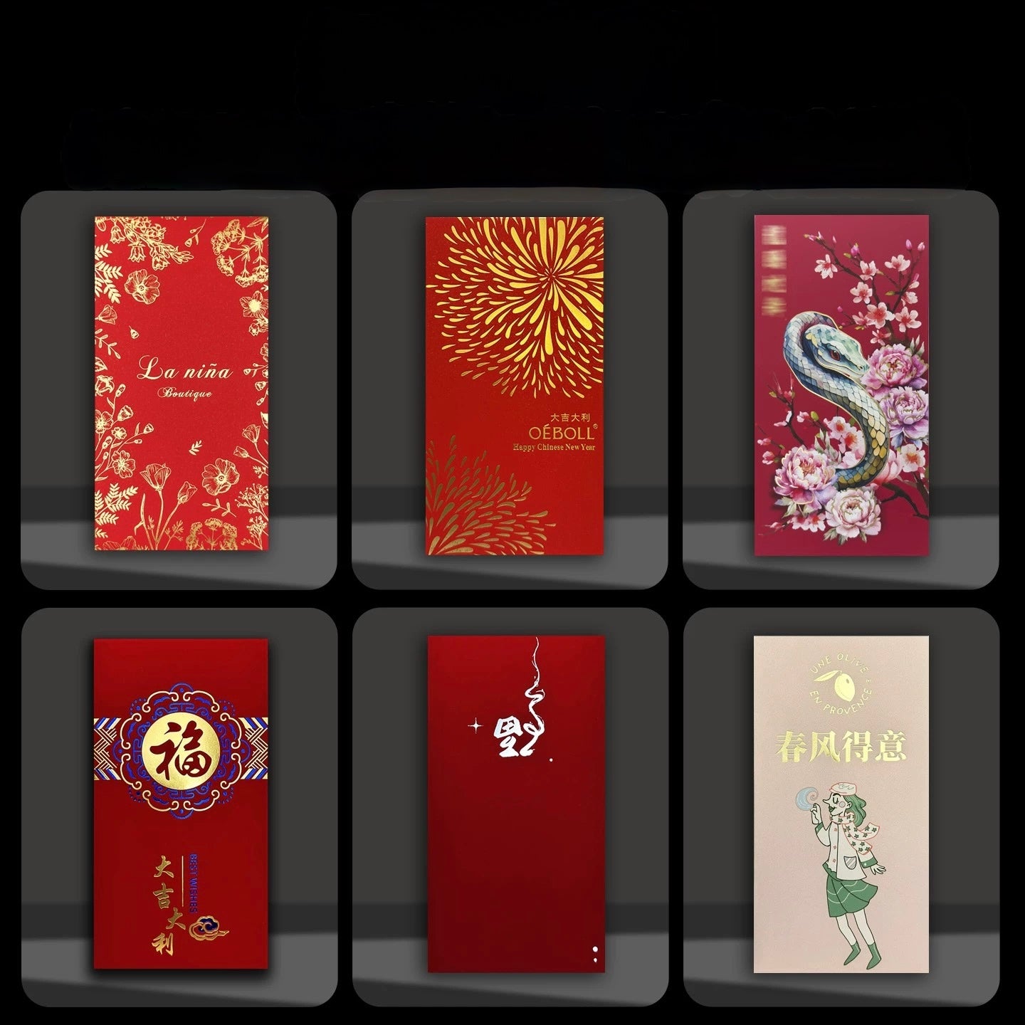 Wholesale with Free Design Luxe Gold Foil Red Envelope Lucky Money Personalized Gift Packet