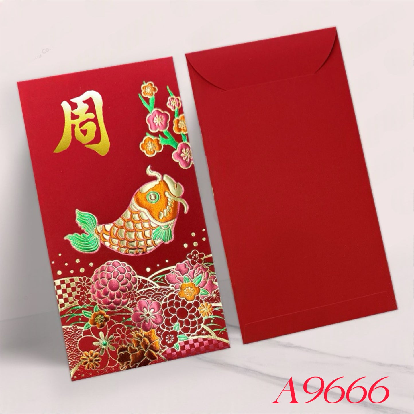 Pack of 100pcs Custom Classic Hong Kong Surname Red Envelope 年年有鱼 Lucky Money Gift Packet for New Year | Wedding Party
