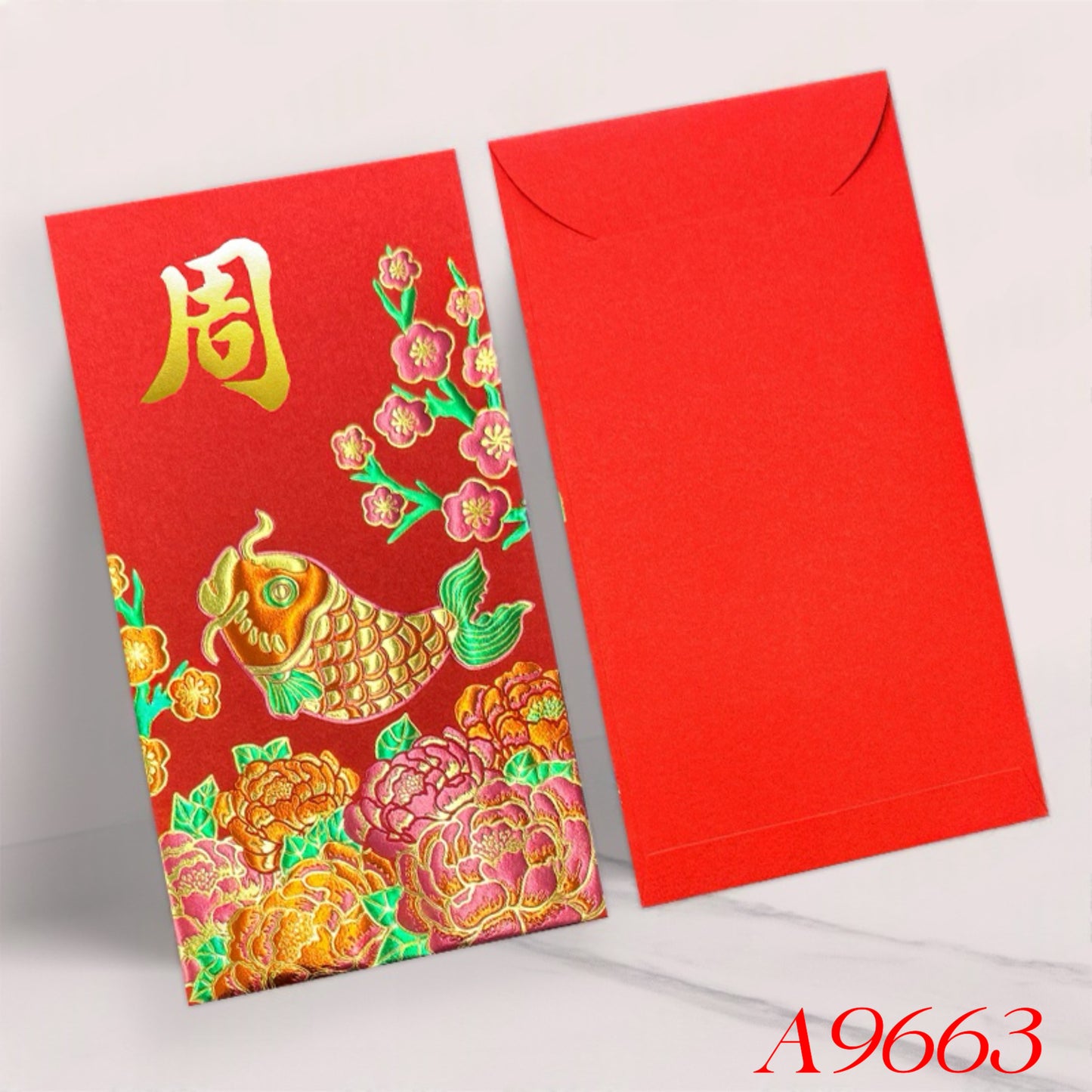 Pack of 100pcs Custom Classic Hong Kong Surname Red Envelope 年年有鱼 Lucky Money Gift Packet for New Year | Wedding Party