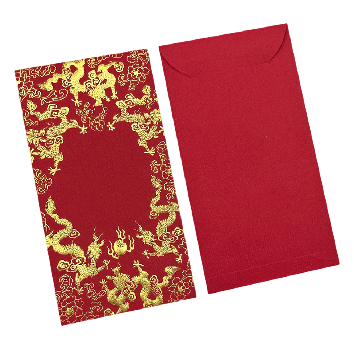 Pack of 100pcs Custom Classic Hong Kong Surname (福) Red Envelope 龍鳯呈祥 Lucky Money Gift Packet for Chinese New Year | Wedding Party