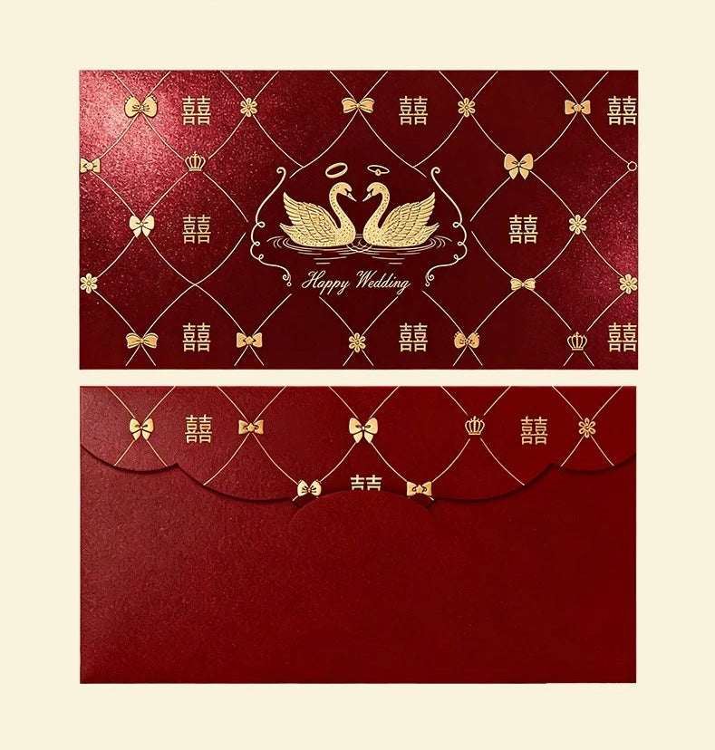Pack of 12pcs Double Happiness 囍 Wedding Red Envelopes Gold Foil Lucky Money gift Packet