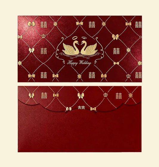 Pack of 12pcs Double Happiness 囍 Wedding Red Envelopes Gold Foil Lucky Money gift Packet
