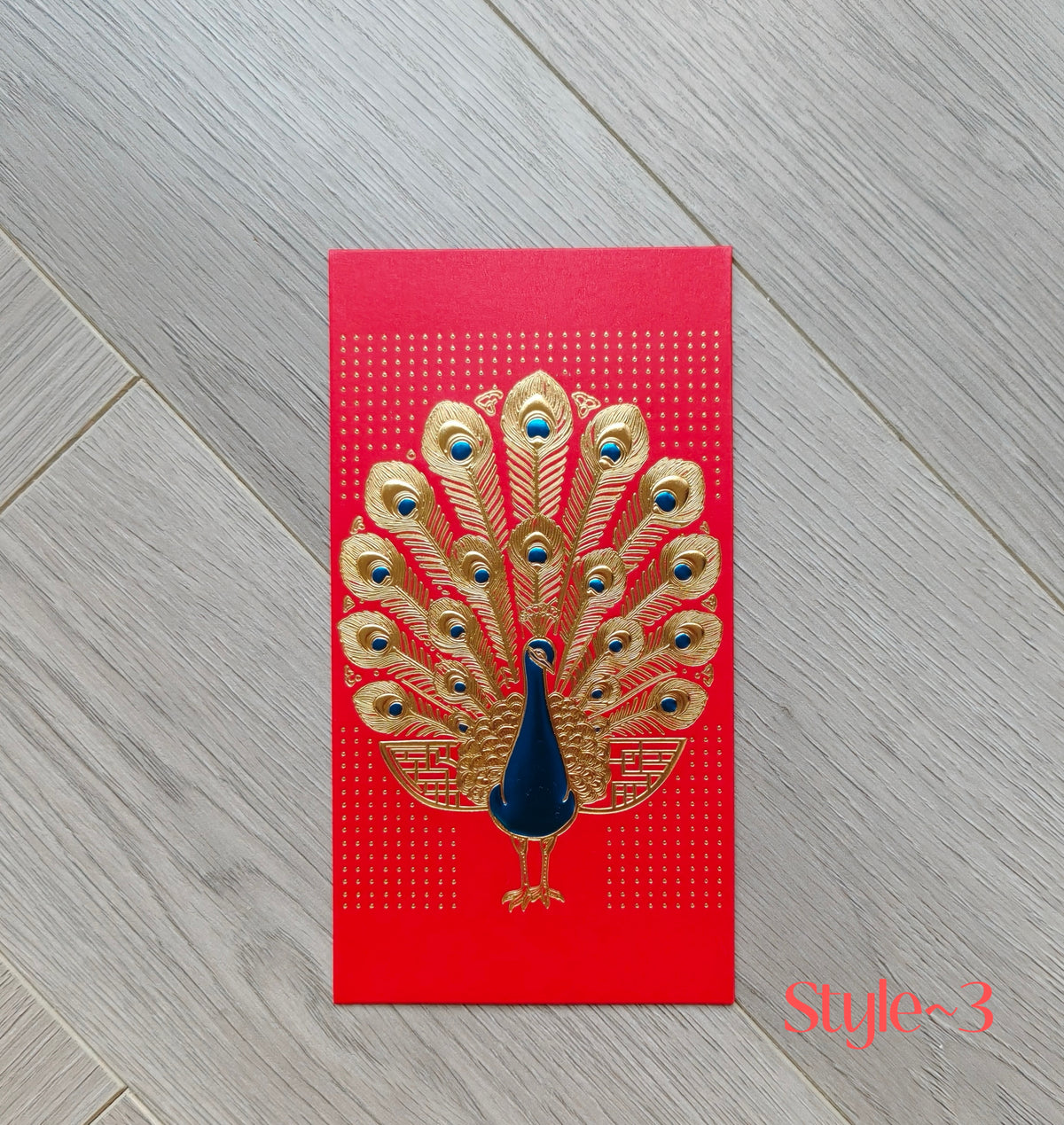 Pack of 16pcs Gold Foil The Regal Peacock Design Concept Red Envelope can be Customized New Year Lucky Money Gift Packet