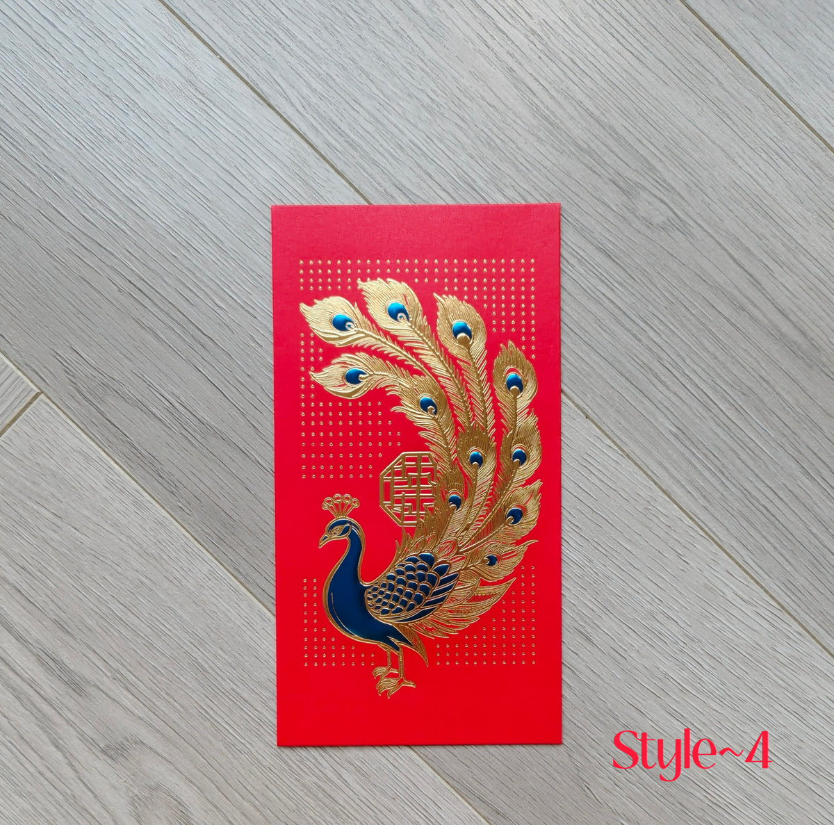 Pack of 16pcs Gold Foil The Regal Peacock Design Concept Red Envelope can be Customized New Year Lucky Money Gift Packet