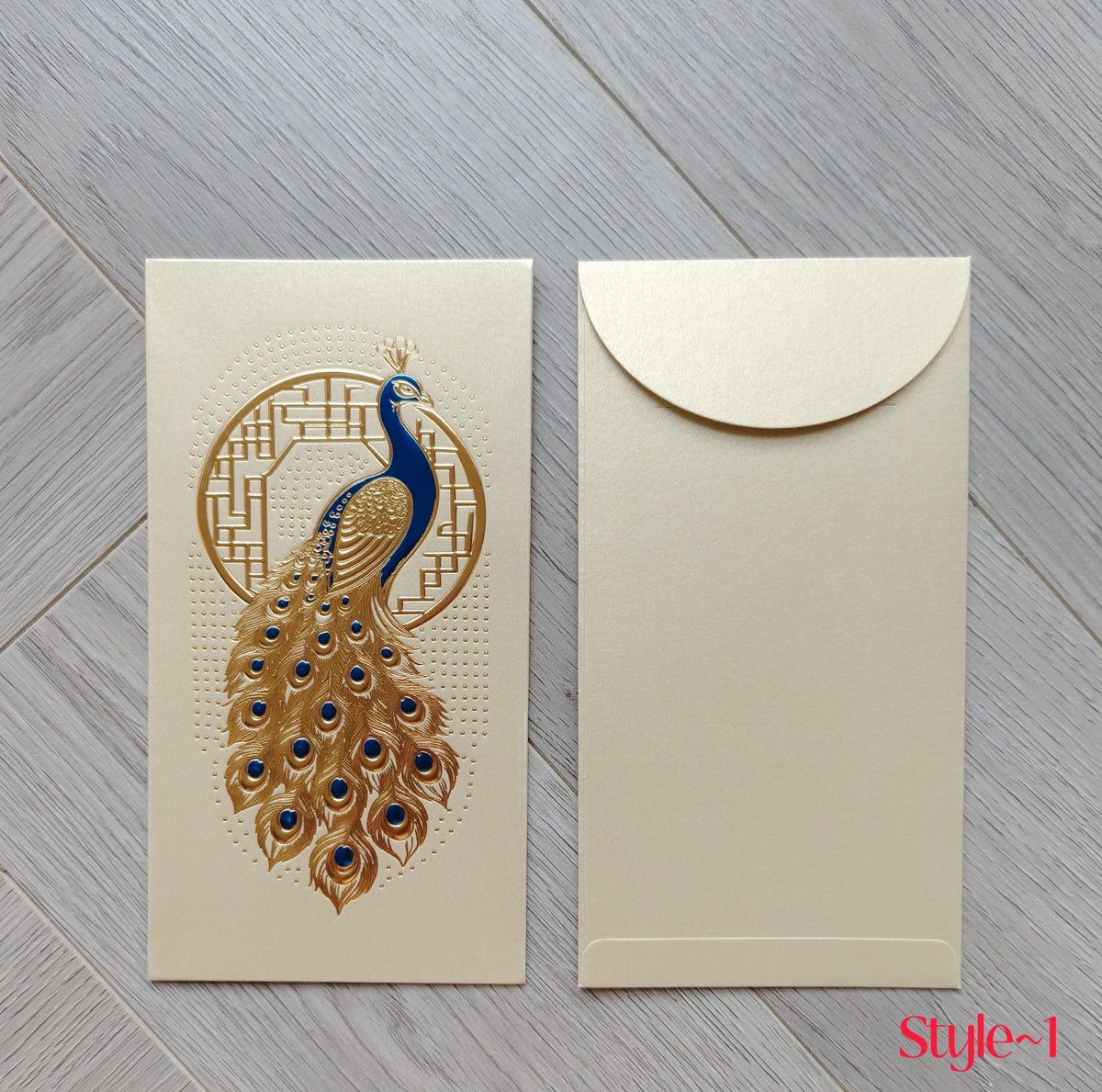 Pack of 16pcs Gold Foil The Regal Peacock Design Concept Red Envelope can be Customized New Year Lucky Money Gift Packet
