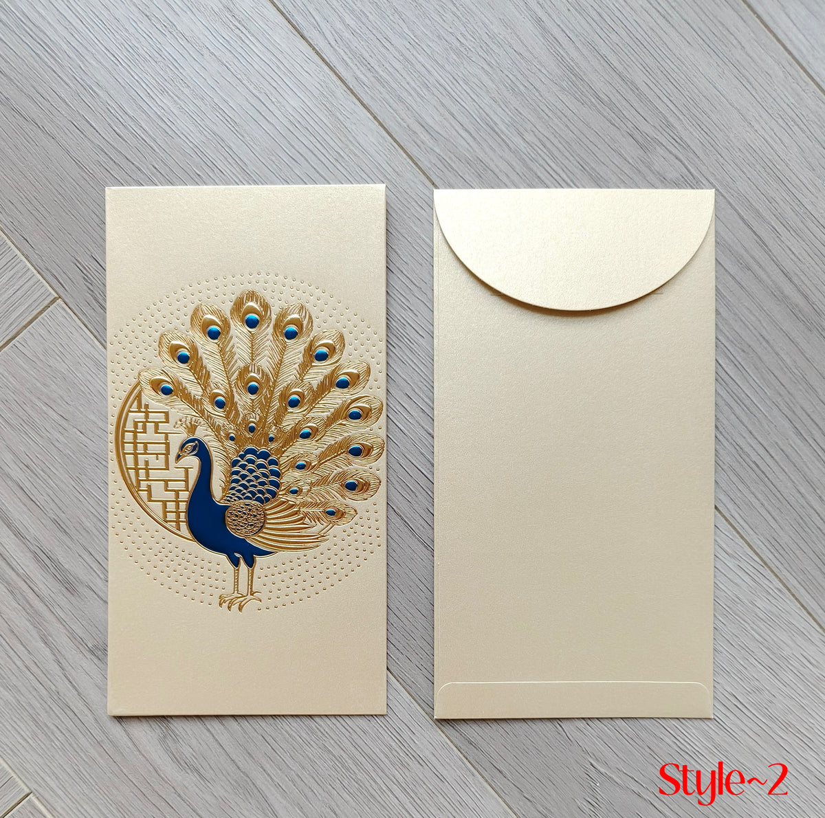 Pack of 16pcs Gold Foil The Regal Peacock Design Concept Red Envelope can be Customized New Year Lucky Money Gift Packet