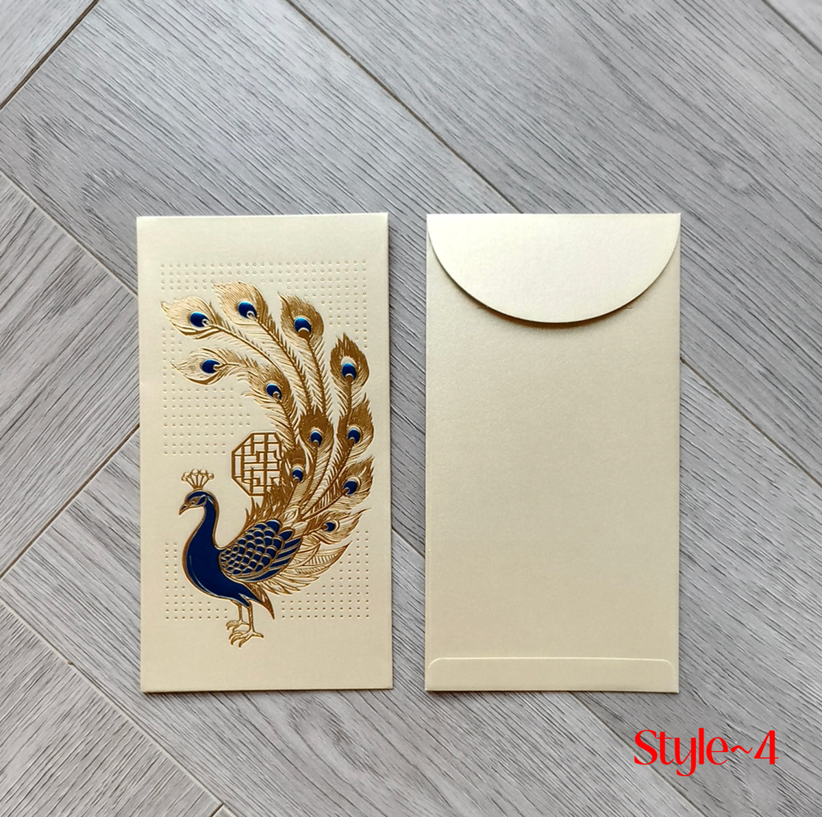 Pack of 16pcs Gold Foil The Regal Peacock Design Concept Red Envelope can be Customized New Year Lucky Money Gift Packet